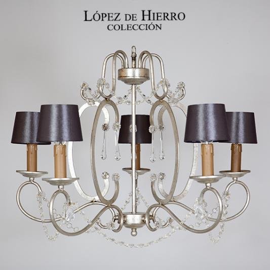 LÁMPARA LEIRE 5 LUCES PLATA