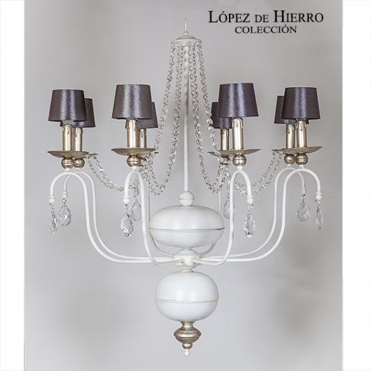 LÁMPARA AUGUSTA 8 LUCES DECAPÉ/PLATA