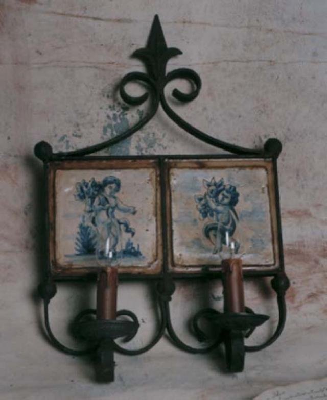 APLIQUE AZULEJO DOS LUCES ANGEL AZUL