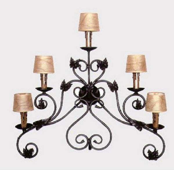 Aplique hojas 5 luces hierro